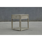 Table d'appoint carrée avec tiroir, 68,5 cm de hauteur, Blanc délavé