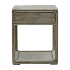 Table d'appoint carrée avec tiroir, 68,5 cm de hauteur, Blanc délavé