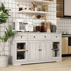 Elegant Wood-Grain Buffet Cabinet with Adjustable Shelves Sideboard