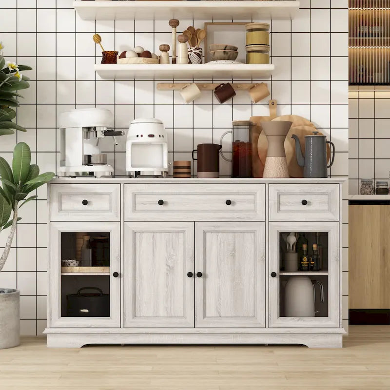 Meuble de buffet élégant imitation bois avec étagères réglables