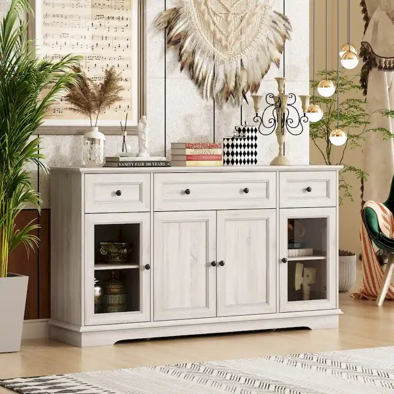 Meuble de buffet élégant imitation bois avec étagères réglables