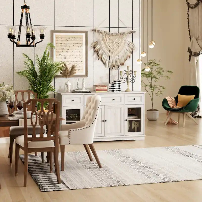 Meuble de buffet élégant imitation bois avec étagères réglables