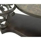 Console de style rétro avec plateau en verre trempé et étagère intermédiaire