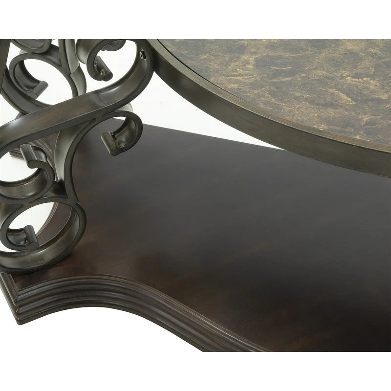 Console de style rétro avec plateau en verre trempé et étagère intermédiaire