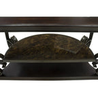 Console de style rétro avec plateau en verre trempé et étagère intermédiaire