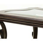 Console de style rétro avec plateau en verre trempé et étagère intermédiaire