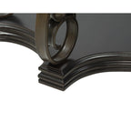 Console de style rétro avec plateau en verre trempé et étagère intermédiaire