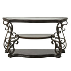 Console de style rétro avec plateau en verre trempé et étagère intermédiaire