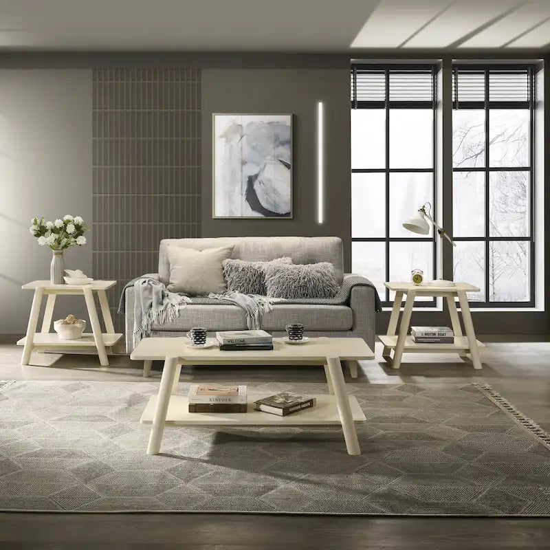 Table basse avec étagère en bois style Mid-Century