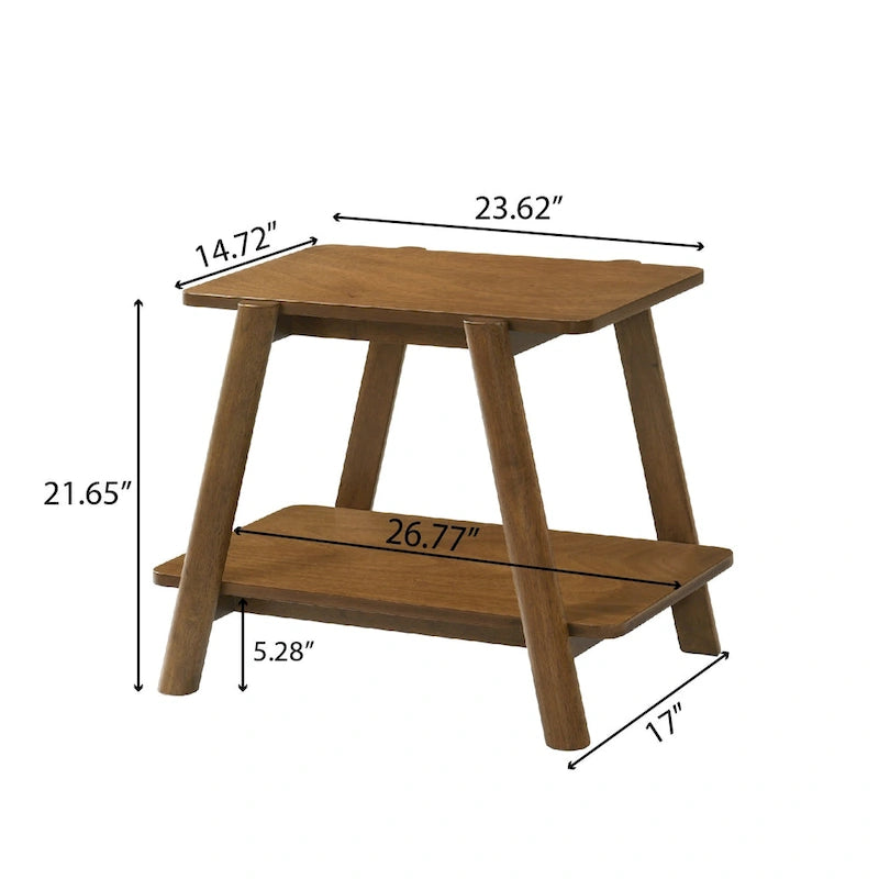 Table basse avec étagère en bois style Mid-Century