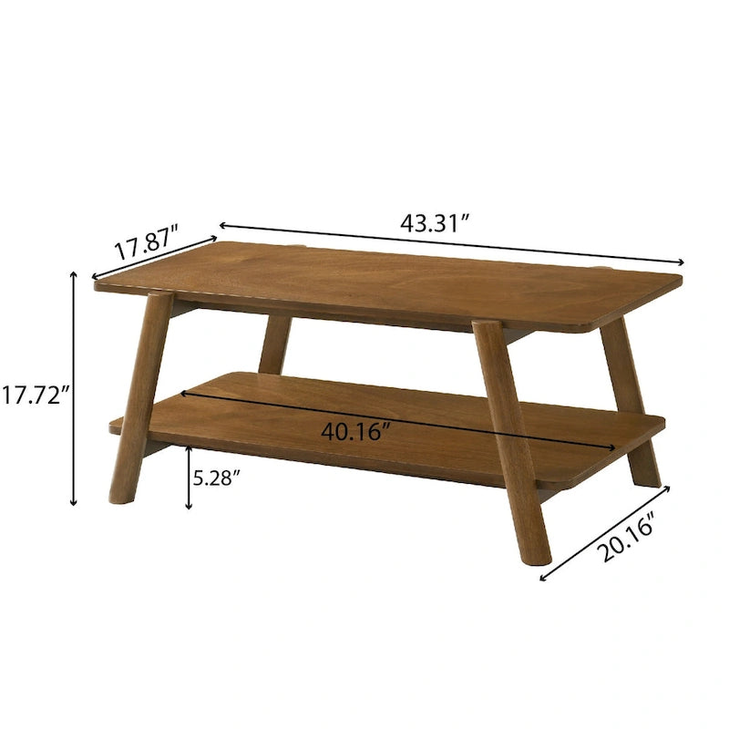 Table basse avec étagère en bois style Mid-Century