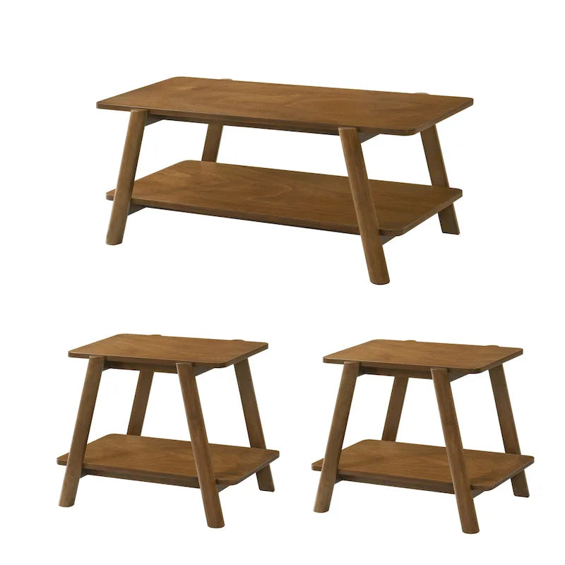 Table basse avec étagère en bois style Mid-Century