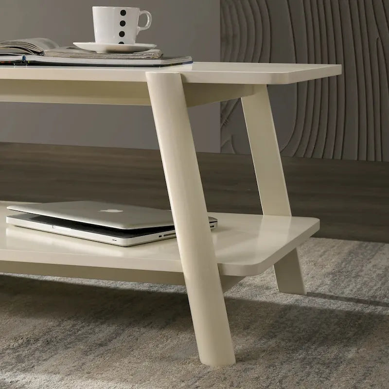 Table basse avec étagère en bois style Mid-Century