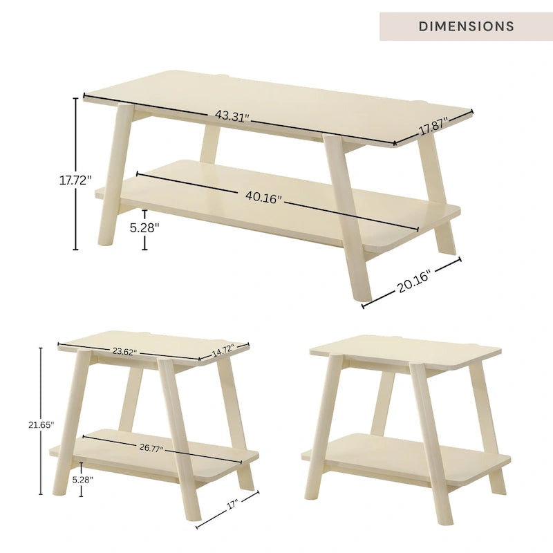 Table basse avec étagère en bois style Mid-Century