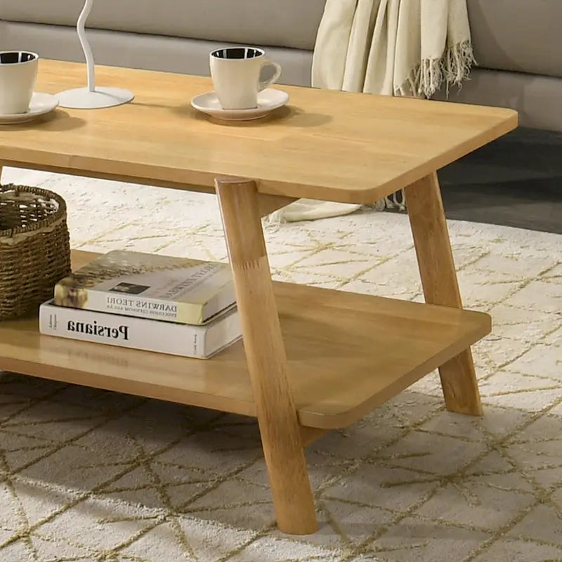 Table basse avec étagère en bois style Mid-Century
