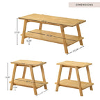 Table basse avec étagère en bois style Mid-Century