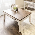 Steve Silver Two-Tone Ivory and Honey Coffee Table