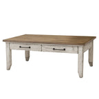 Table basse bicolore ivoire et miel