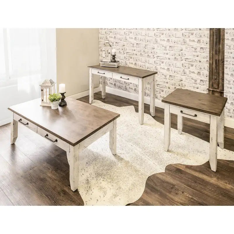 Table basse bicolore ivoire et miel
