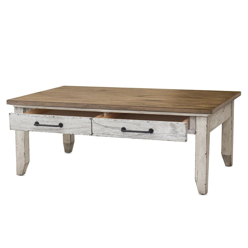 Table basse bicolore ivoire et miel
