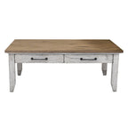 Table basse bicolore ivoire et miel