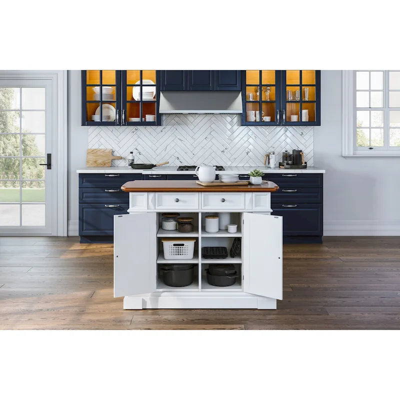 Îlot de cuisine en chêne blanc vieilli Copper Grove Cannington