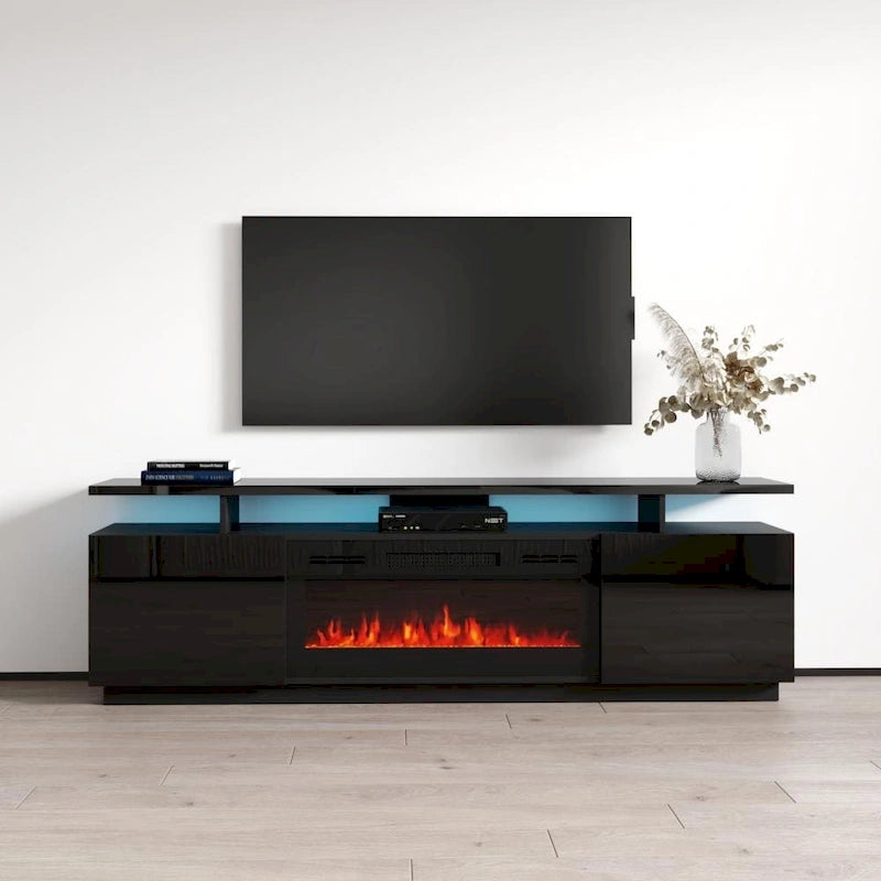 Meuble TV moderne avec insert de cheminée électrique