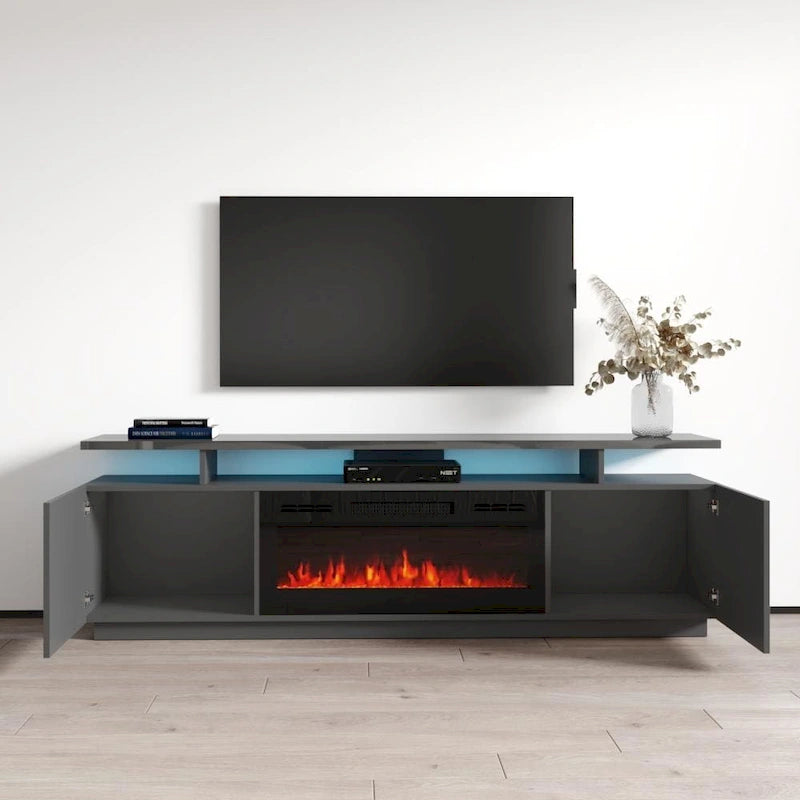 Meuble TV moderne avec insert de cheminée électrique