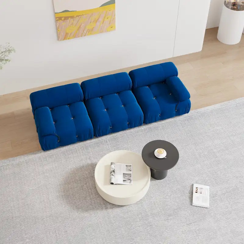 Canapé en velours bleu