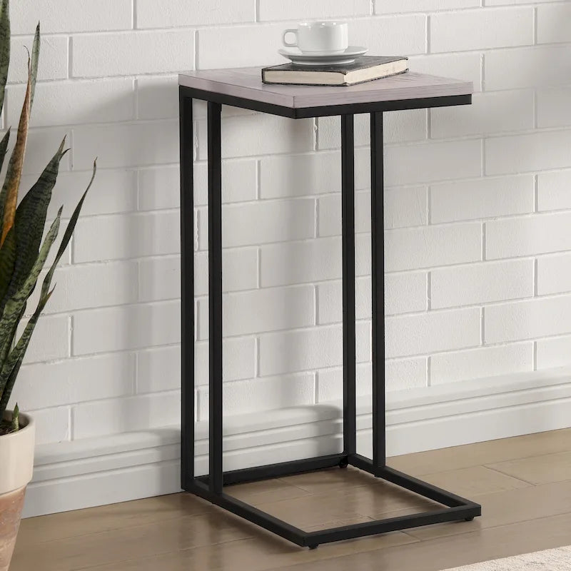 Table d'appoint industrielle en acier en forme de C de 40 cm