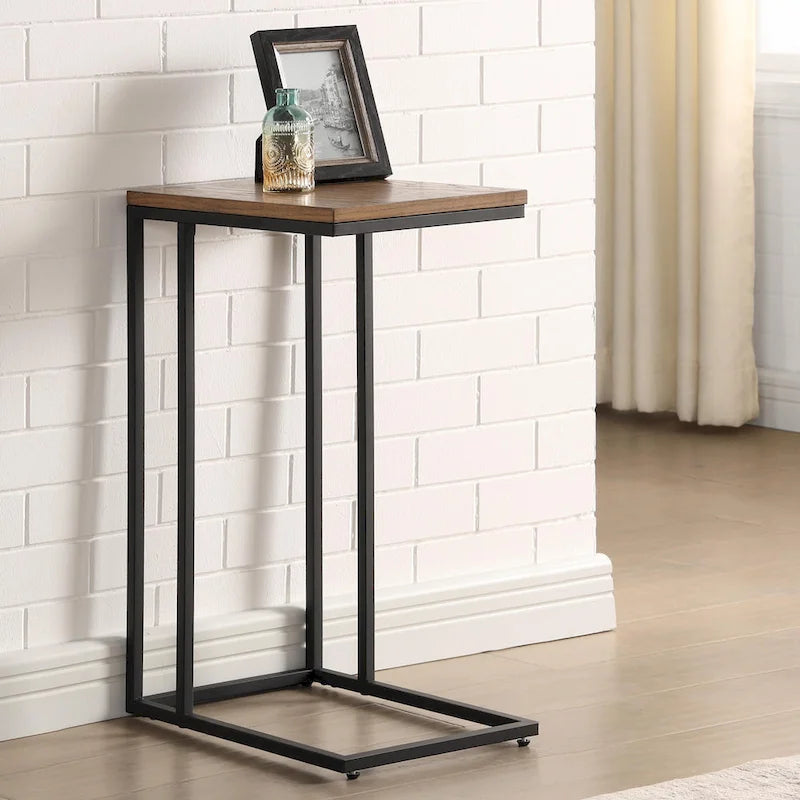 Table d'appoint industrielle en acier en forme de C de 40 cm