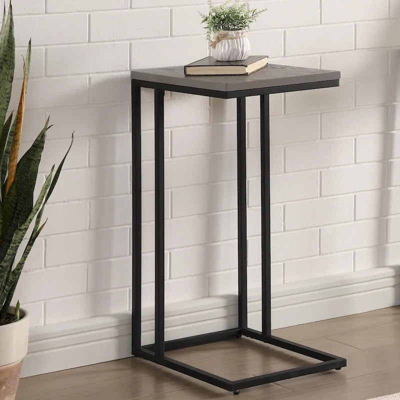 Table d'appoint industrielle en acier en forme de C de 40 cm