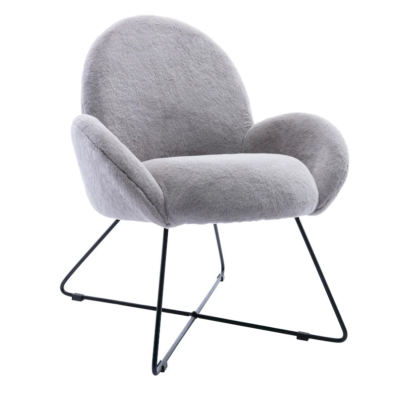 Fauteuil d'appoint moderne Rowen en polaire avec accoudoirs