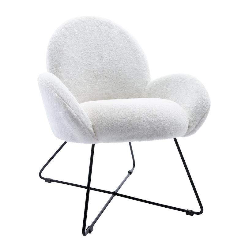 Fauteuil d'appoint moderne Rowen en polaire avec accoudoirs