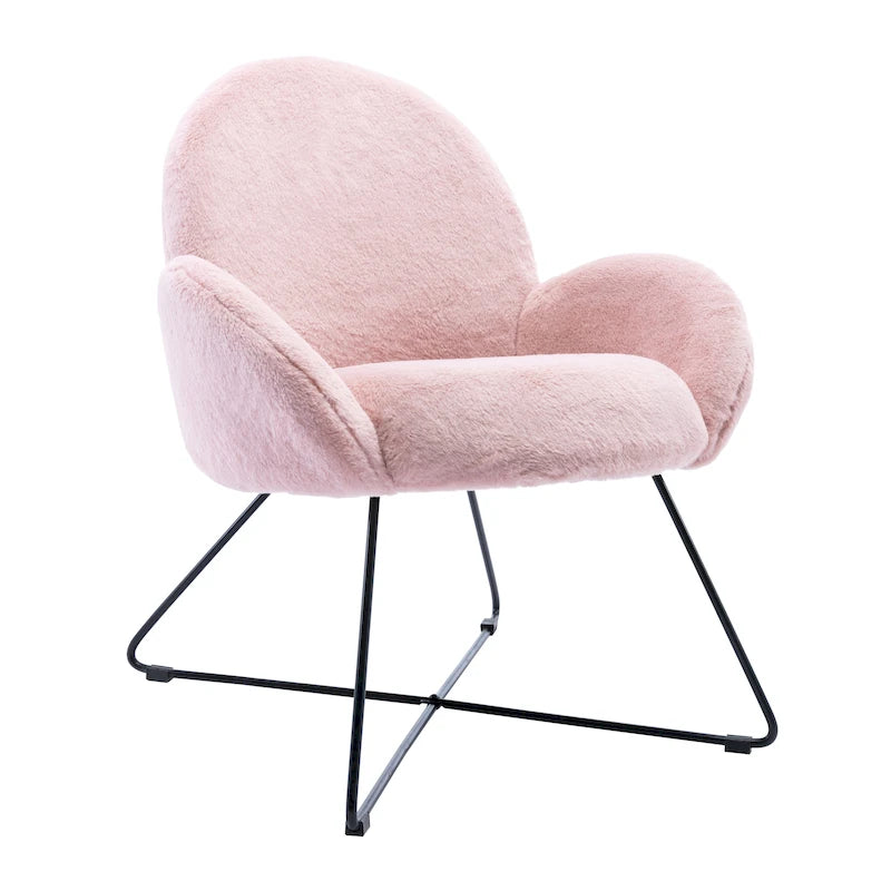 Fauteuil d'appoint moderne Rowen en polaire avec accoudoirs
