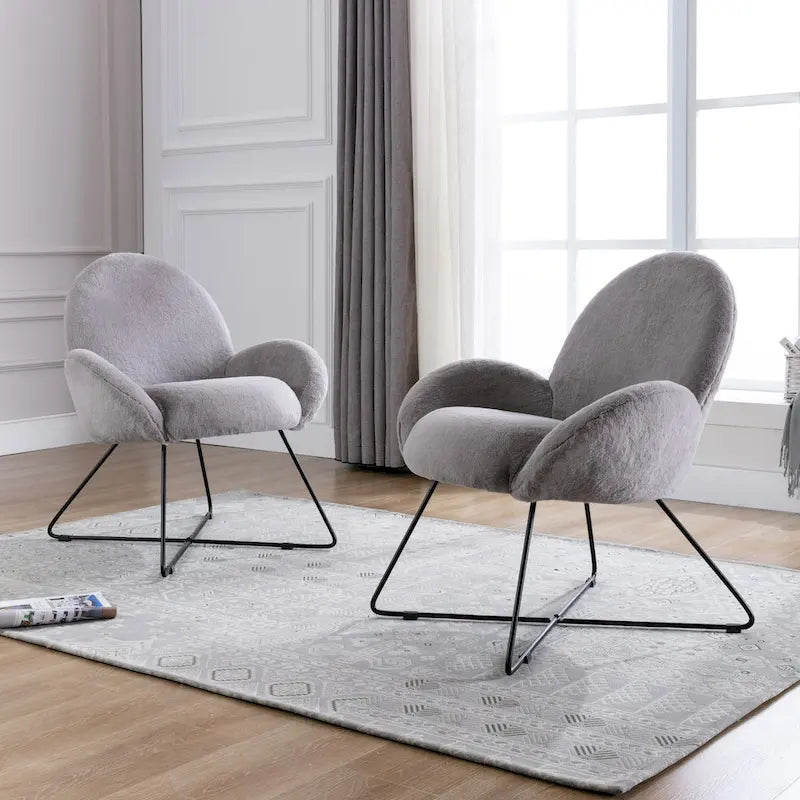 Fauteuil d'appoint moderne Rowen en polaire avec accoudoirs