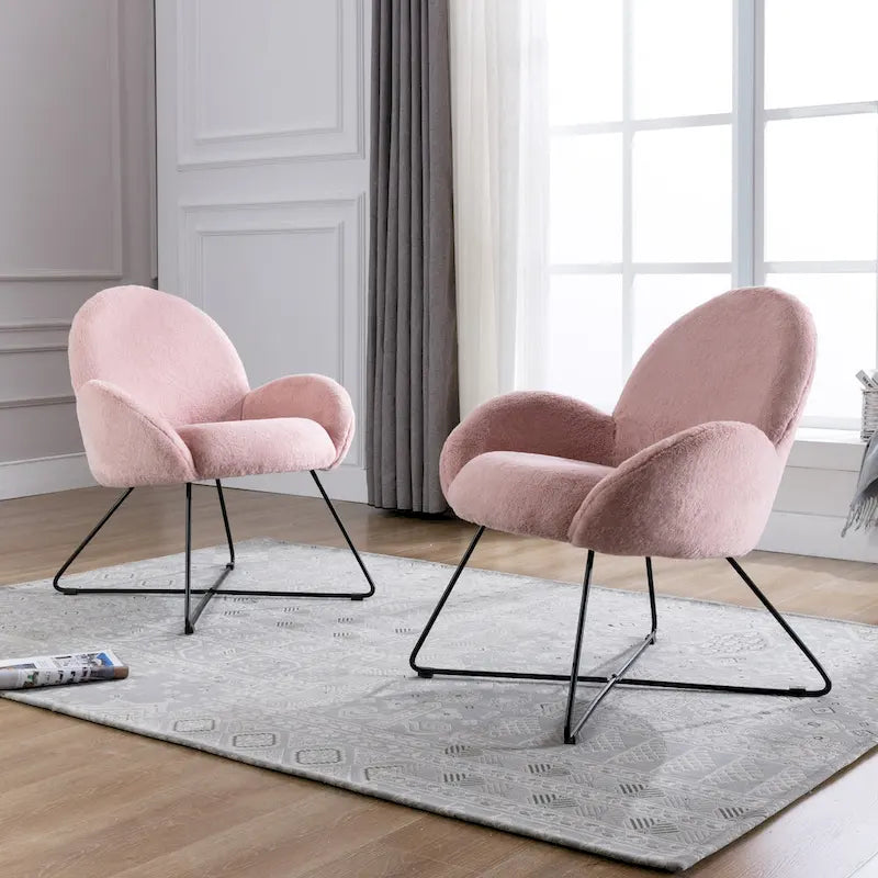 Fauteuil d'appoint moderne Rowen en polaire avec accoudoirs