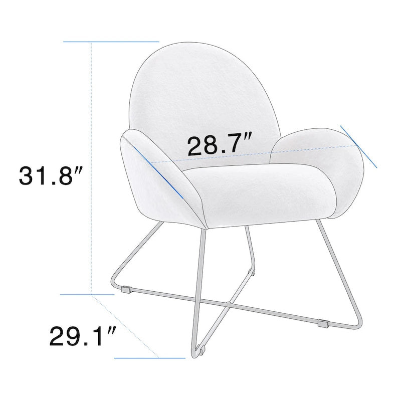 Fauteuil d'appoint moderne Rowen en polaire avec accoudoirs