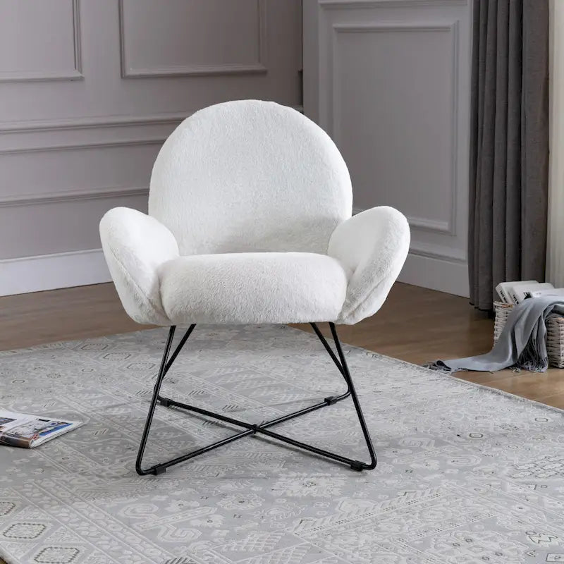 Fauteuil d'appoint moderne Rowen en polaire avec accoudoirs