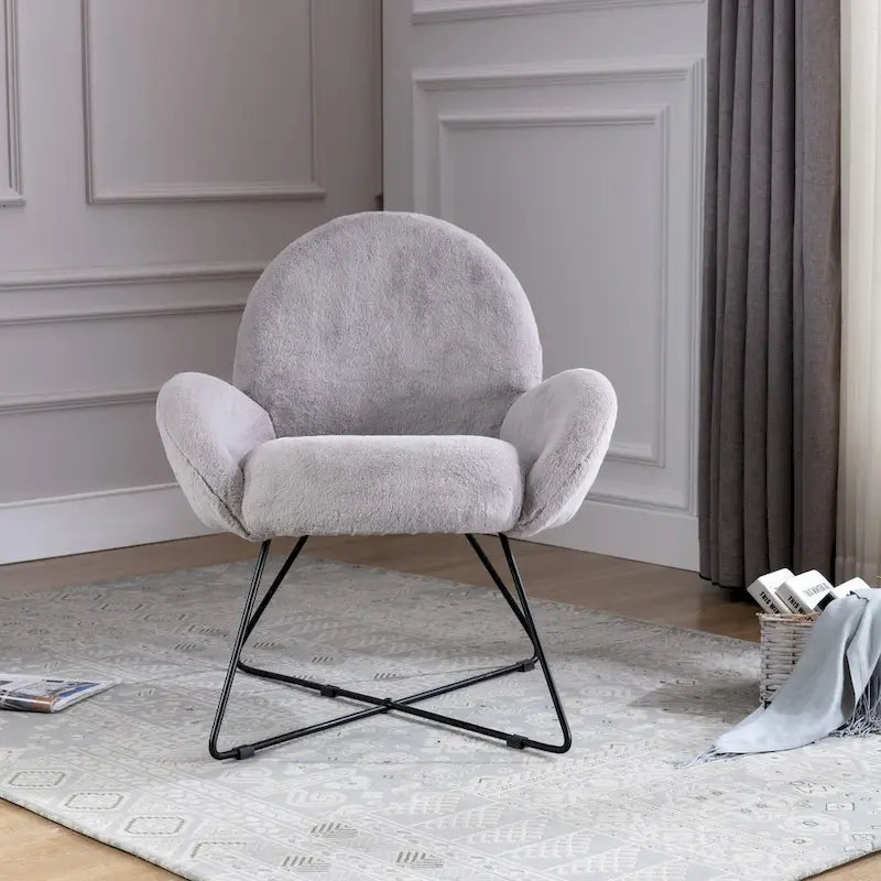 Fauteuil d'appoint moderne Rowen en polaire avec accoudoirs