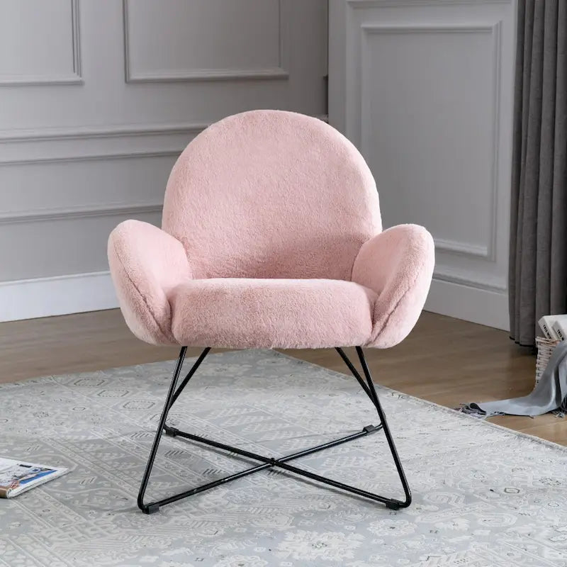 Fauteuil d'appoint moderne Rowen en polaire avec accoudoirs