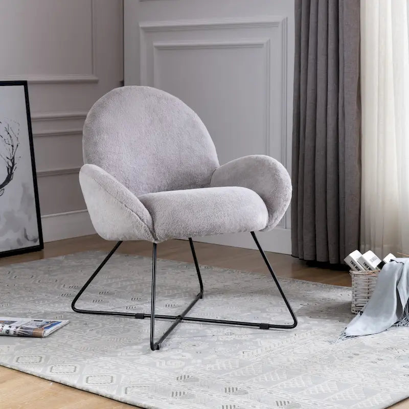 Fauteuil d'appoint moderne Rowen en polaire avec accoudoirs