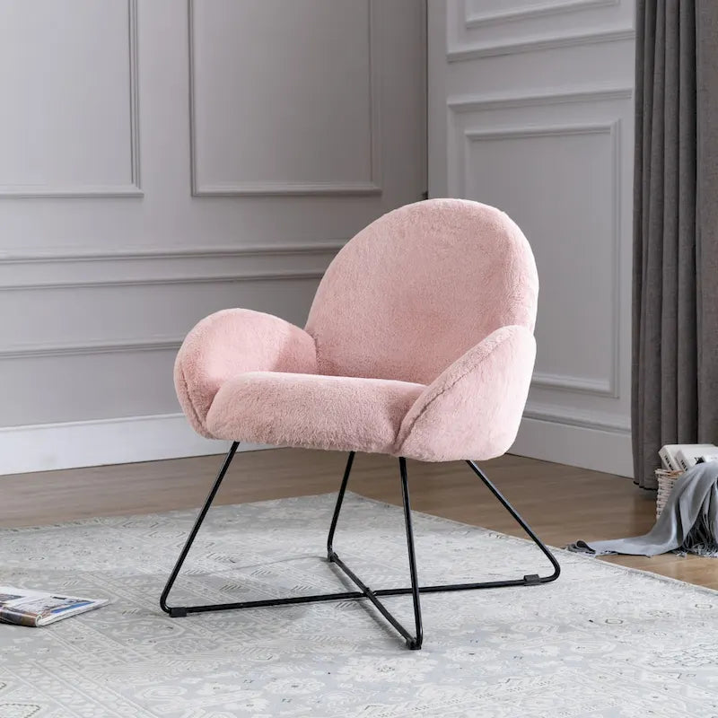 Fauteuil d'appoint moderne Rowen en polaire avec accoudoirs