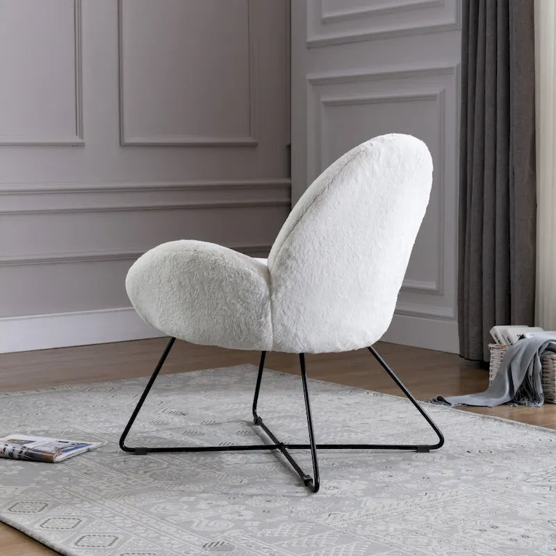 Fauteuil d'appoint moderne Rowen en polaire avec accoudoirs
