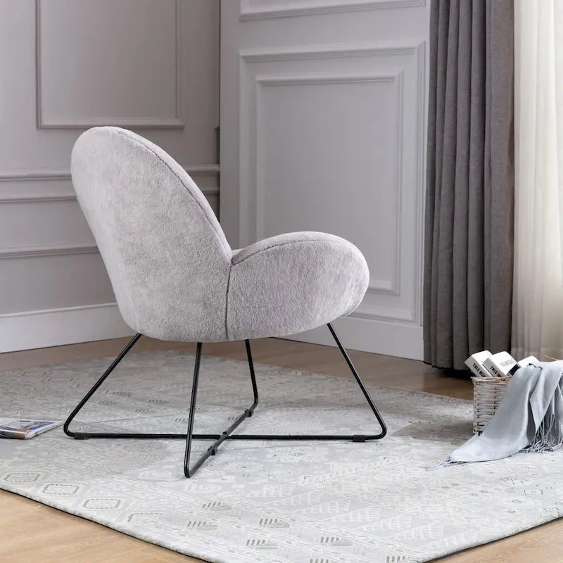 Fauteuil d'appoint moderne Rowen en polaire avec accoudoirs