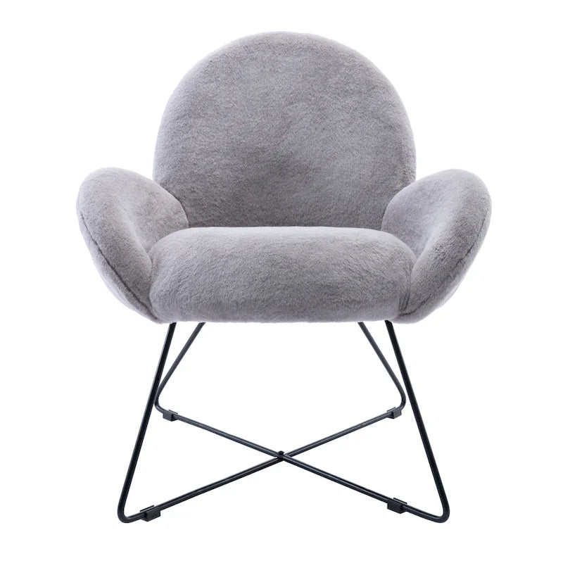 Fauteuil d'appoint moderne Rowen en polaire avec accoudoirs