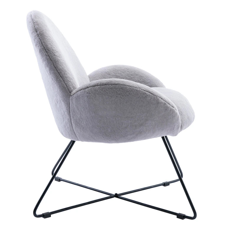 Fauteuil d'appoint moderne Rowen en polaire avec accoudoirs