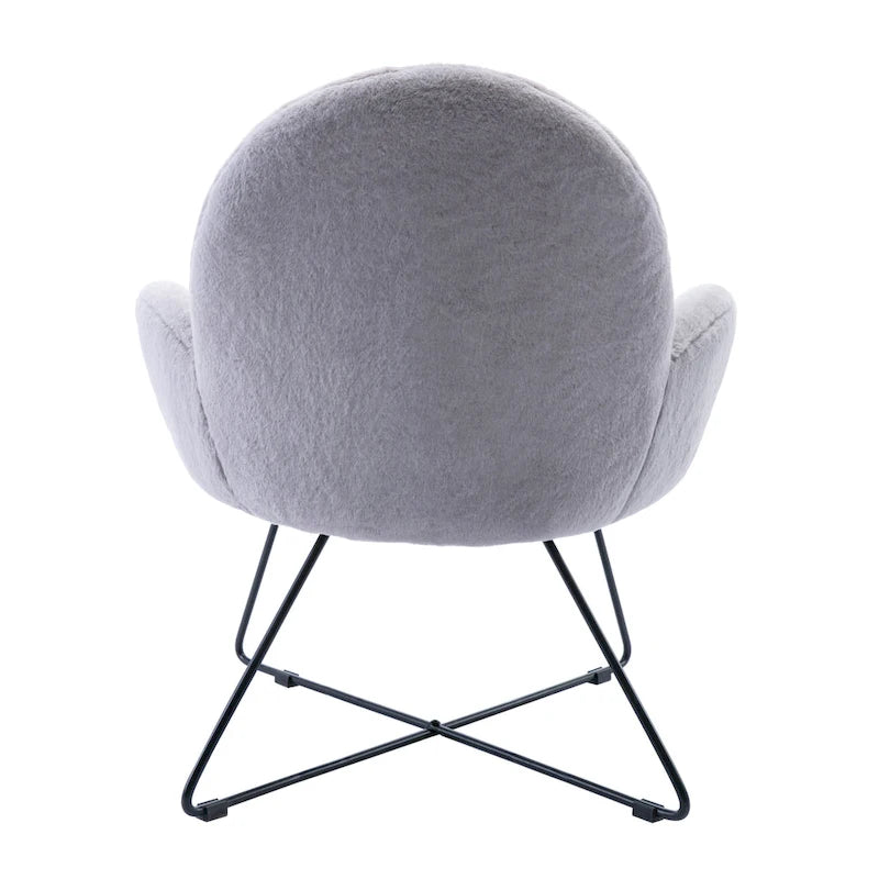 Fauteuil d'appoint moderne Rowen en polaire avec accoudoirs
