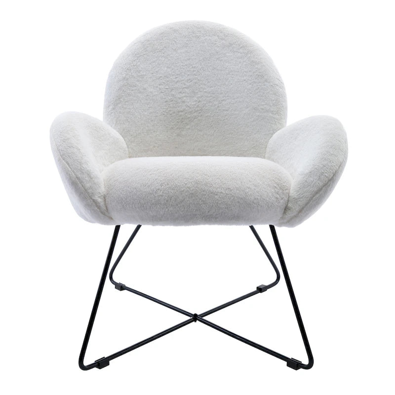 Fauteuil d'appoint moderne Rowen en polaire avec accoudoirs