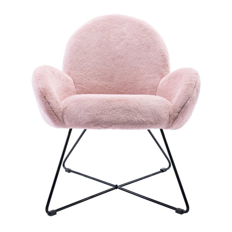 Fauteuil d'appoint moderne Rowen en polaire avec accoudoirs